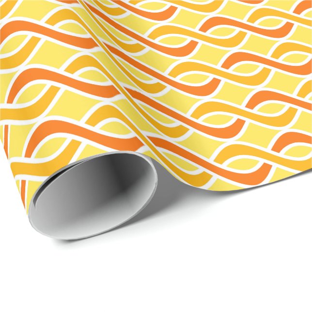 Modern Rosett band, gult och orange i mitten av år Presentpapper (Rullad Hörn)