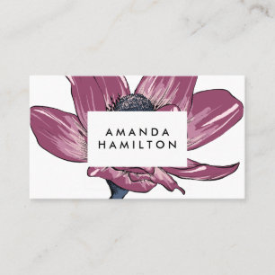 Modern Rosewood Anemone Botanical Professionell Visitkort