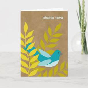 Modern Rosh Hashanah blåttfågel på Kraft Helgkort