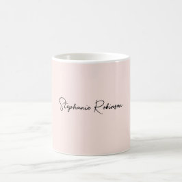 Modern Röslig Rosa Stilren Monogram Namnskrift Kaffemugg