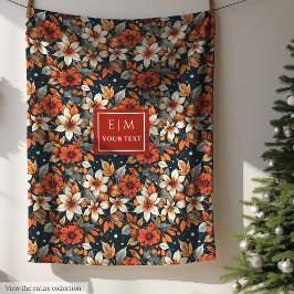 Modern rostig blomfilt med eget namn fleecefilt