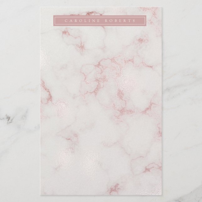 Modern Rosy Guld Marble Brevpapper (Framsida)