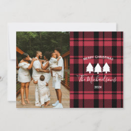 Modern rött och svart foto julkort