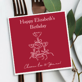 Modern rött&Rosa Cheers till 30 år Napkin Pappersservett