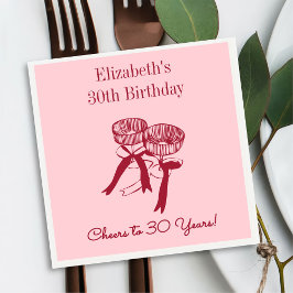 Modern rött&Rosa Cheers till 30 år Napkin Pappersservett