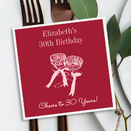 Modern rött&Rosa Cheers till 30 år Napkin Pappersservett