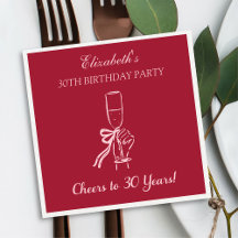 Modern rött&Rosa Cheers till 30 år Napkin