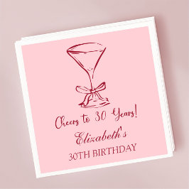 Modern rött&Rosa Cheers till 30 år Napkin Pappersservett