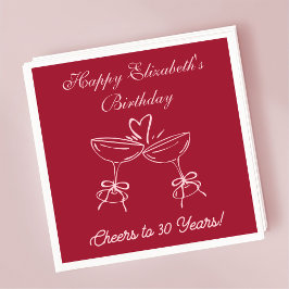 Modern rött&Rosa Cheers till 30 år Napkin Pappersservett