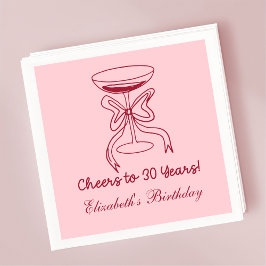 Modern rött&Rosa Cheers till 30 år Napkin Pappersservett