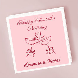 Modern rött&Rosa Cheers till 30 år Napkin Pappersservett