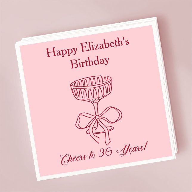 Modern rött&Rosa Cheers till 30 år Napkin Pappersservett (Skapare uppladdad)