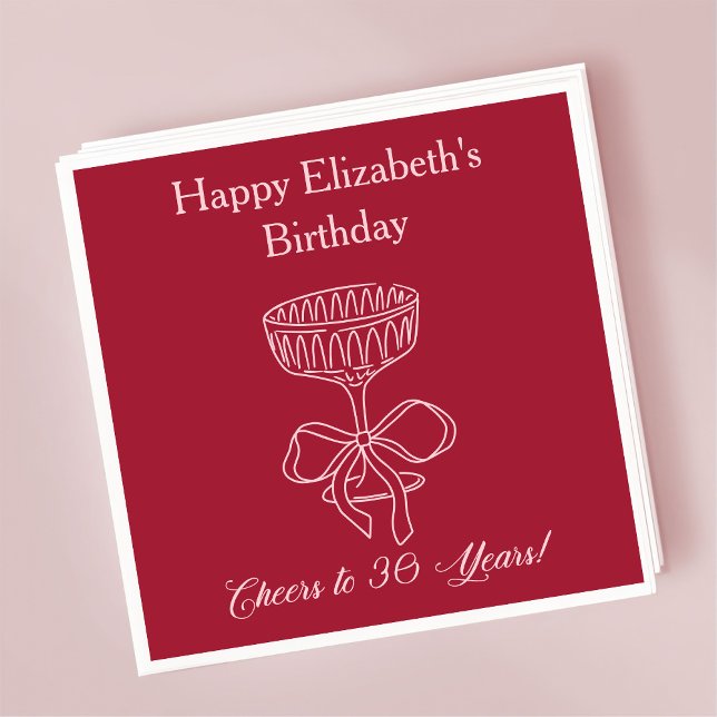 Modern rött&Rosa Cheers till 30 år Napkin Pappersservett (Skapare uppladdad)