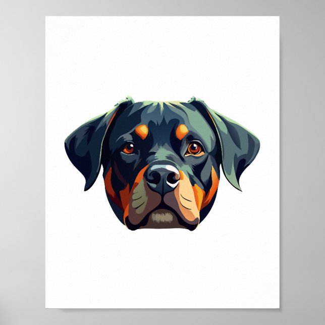 Modern Rottweiler Porträtt - Bold Vector Stil Hund Poster (Framsidan)