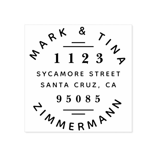 Modern Round Married Couples Namn Returadress Stämpel (Tryck)