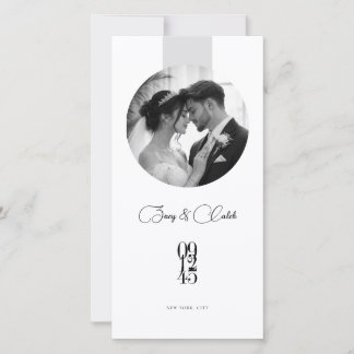 Modern Round Photo Wedding Save the Date Card Spara Datumet