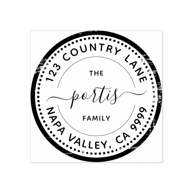 Modern Round Returadress Rubber Frimärke Stämpel (Tryck)