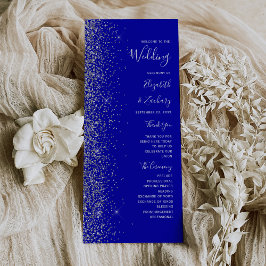 Modern Royal Blå Silver Glitter Kant Bröllop