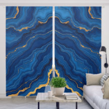 Modern Royal Blue Guld Marble Collection