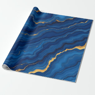 Modern Royal Blue Guld Marble Collection Presentpapper