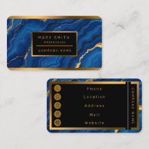 Modern Royal Blue Guld Marble Collection