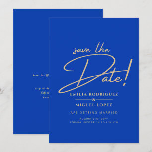 Modern Royal Blue Monochrome Wedding INVITE Inbjudningar