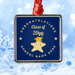 Modern Royal Blue och Guld Studenten Star Julgransprydnad Metall