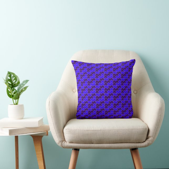 Modern Royal Blue och lila geometrisk sicksack  Kudde (Stol)