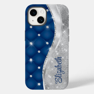 Modern Royal Blue och Silver Glitter Monogram