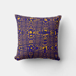 Modern Royal Blue Orange Wave Zig Zag Mönster Kudde