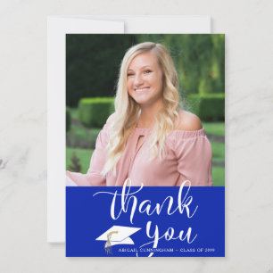 Modern Royal Blue Studenten Photo Tack Kort