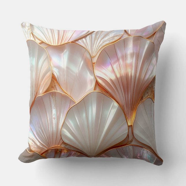 Modern Royal Mother of Pearl & Rose Gold Pillow Kudde (Framsida)