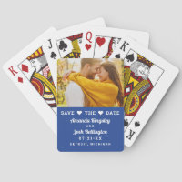 Modern Royalblå Foto Hjärtformad Save the Date