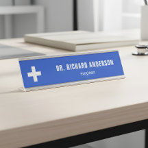 Modern Royalblå Namnskylt för Medicinsk Personal