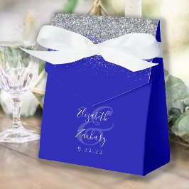 Modern Royalblå Silverglitter Bröllop Presentaskar