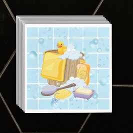 Modern Rubber Ducky Bubbles Baby Shower Pappersservett