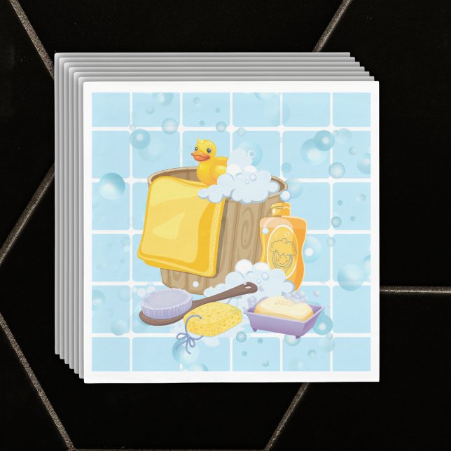 Modern Rubber Ducky Bubbles Baby Shower Pappersservett (Skapare uppladdad)