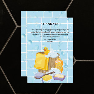 Modern Rubber Ducky Bubbles Baby Shower Tack Kort