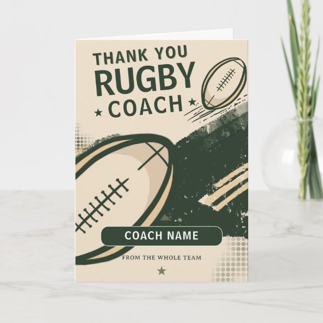 Modern Rugby Lagledare Tack Kort (Framsida)