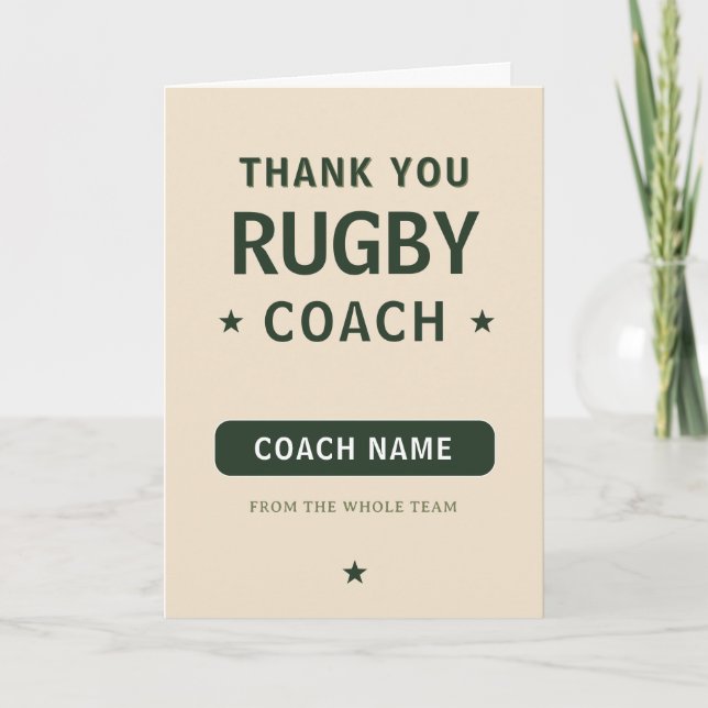Modern Rugby Lagspelare Tränare Tack Kort (Framsida)