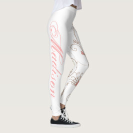 Modern Rulla Hearts Tan Rosa Add Namn Leggings