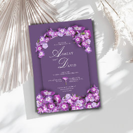 Modern Rum Rustic Lila Lilac Arch Flower Bröllop Inbjudningar