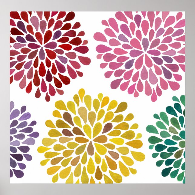 Modern rumskonst blomning Blommar Stänk Poster (Framsidan)