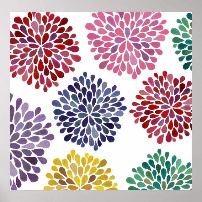 Modern rumskonst blomning Blommar Stänk Poster (Framsidan)