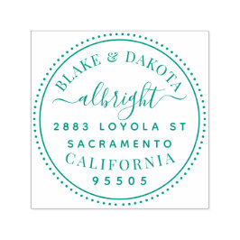 Modern rund Elegant, gift par Adress Självfärgande Stämpel