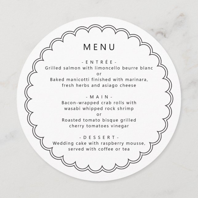 Modern rund meny med kant av musslor (Baksida)