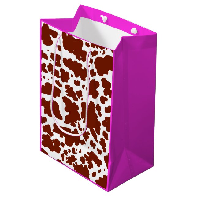 Modern rund Rosa Cow Skin Struktur Animal Print (Framsidan Vinklad)