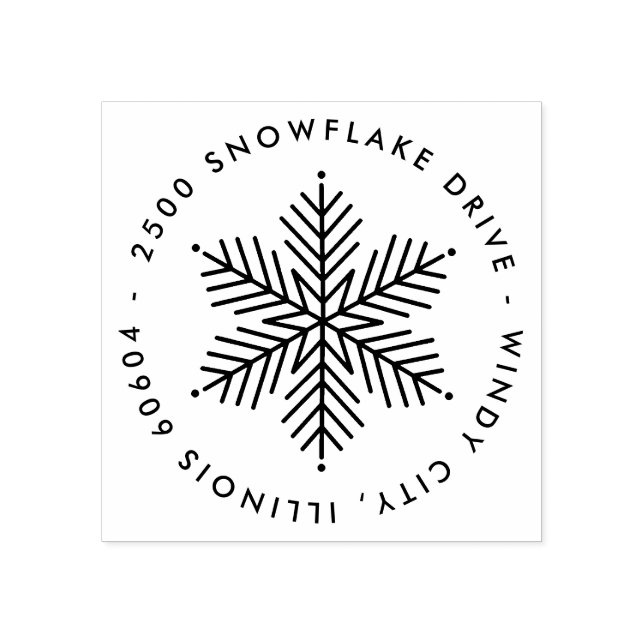 Modern rund vintersnöflinga semesteradress stämpel (Tryck)