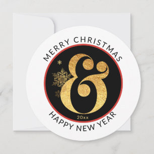 Modern runda, God jul Guld Se Ampersand Julkort