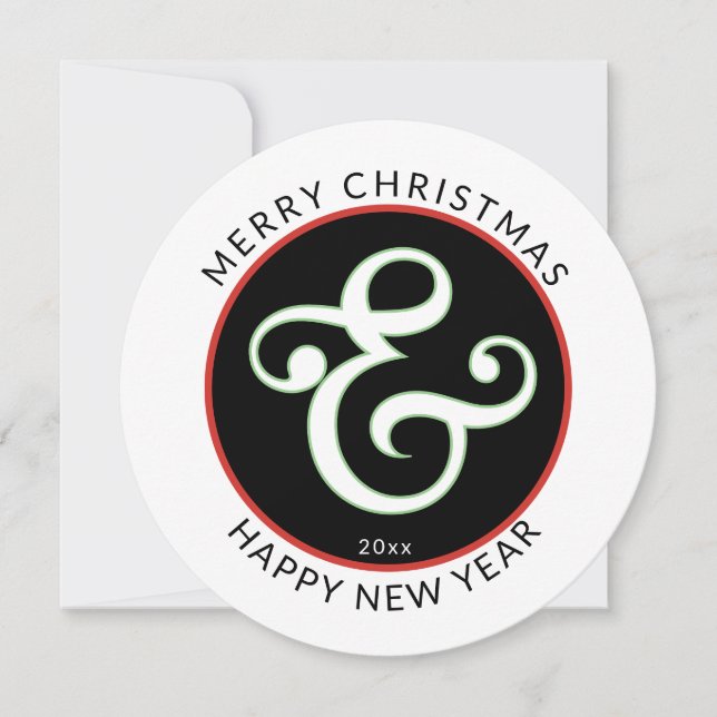 Modern runda, God jul med stort Ampersand Julkort (Framsida)